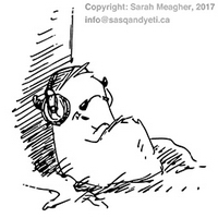 YetiTunes - Yeti illustration, listening to music playlist on vintage headphones